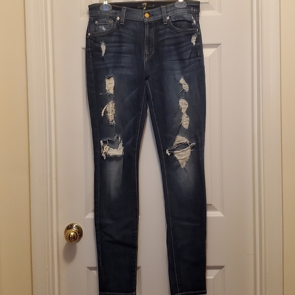 7 FAM Distressed Skinny Jeans - Picture 1 of 7